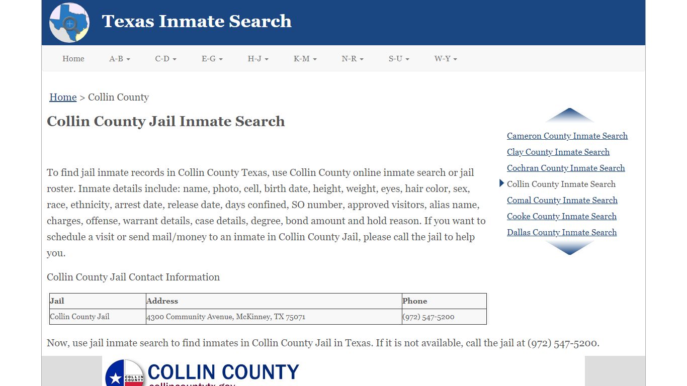 Collin County Jail Inmate Search